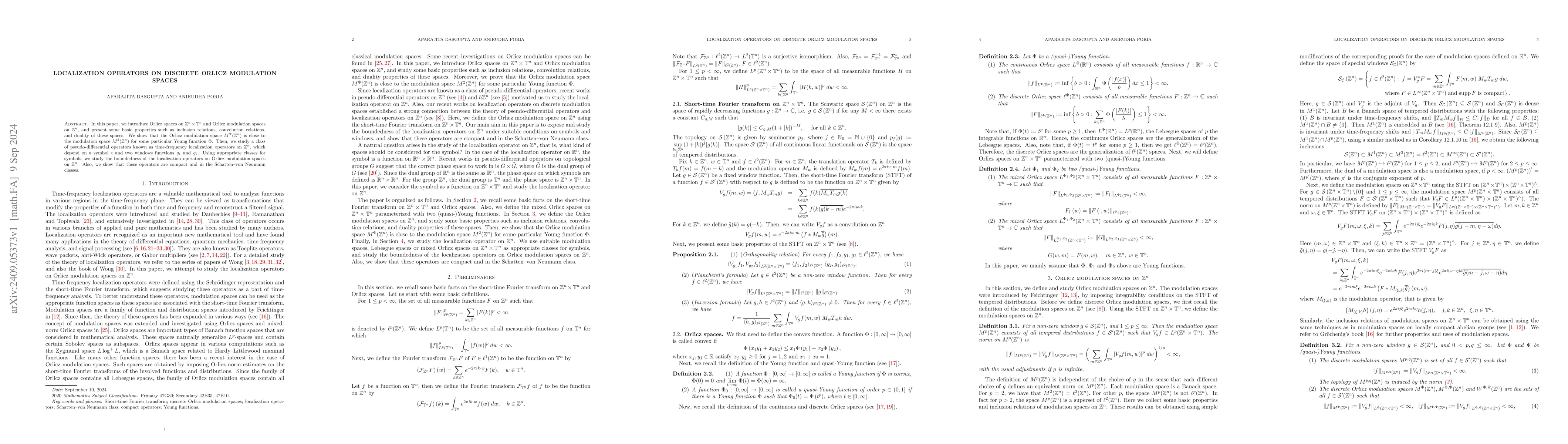 Thumbnail for Localization operators on discrete Orlicz modulation spaces