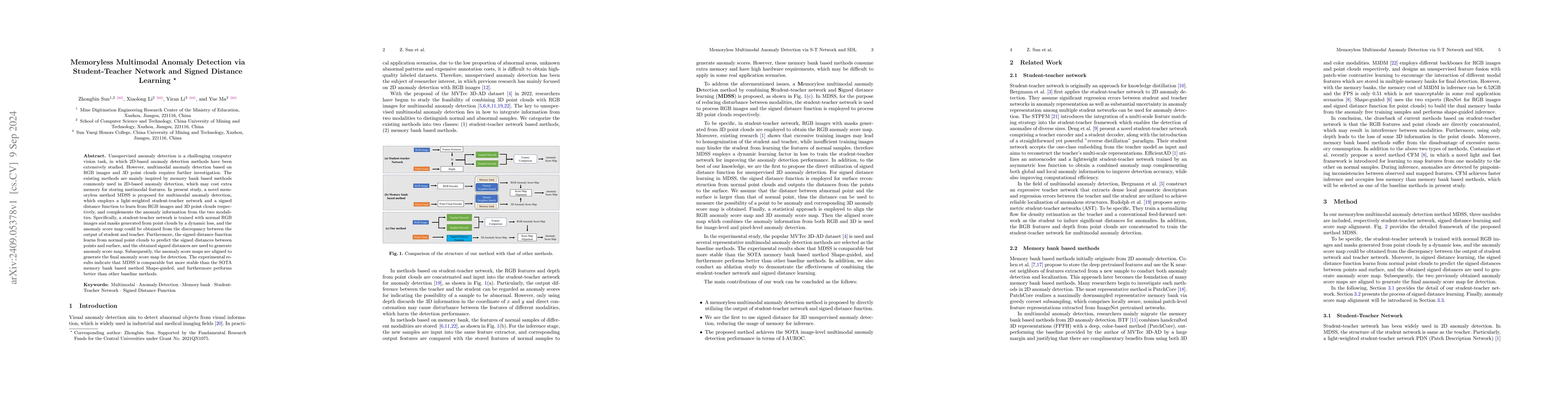 Thumbnail for Memoryless Multimodal Anomaly Detection via Student-Teacher Network and
  Signed Distance Learning