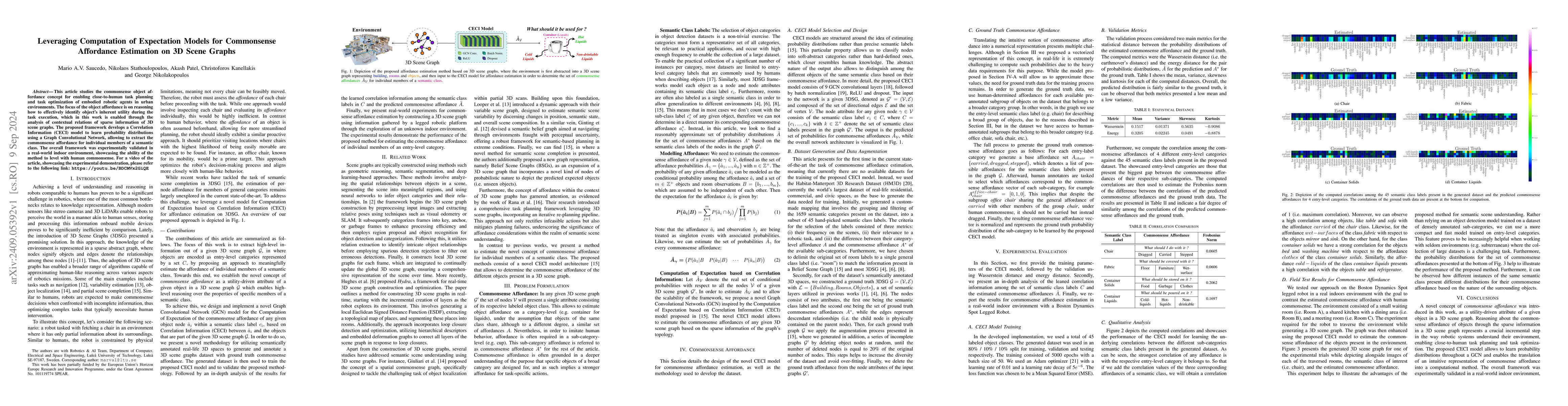 Thumbnail for Leveraging Computation of Expectation Models for Commonsense Affordance
  Estimation on 3D Scene Graphs