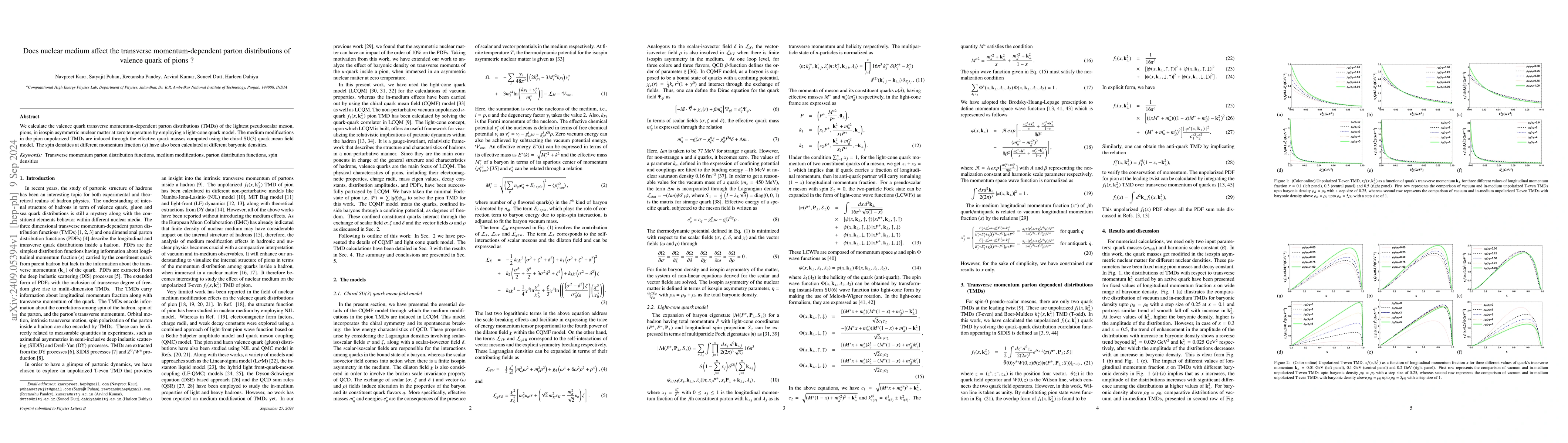 Thumbnail for Does nuclear medium affect the transverse momentum-dependent parton
  distributions of valence quark of pions?