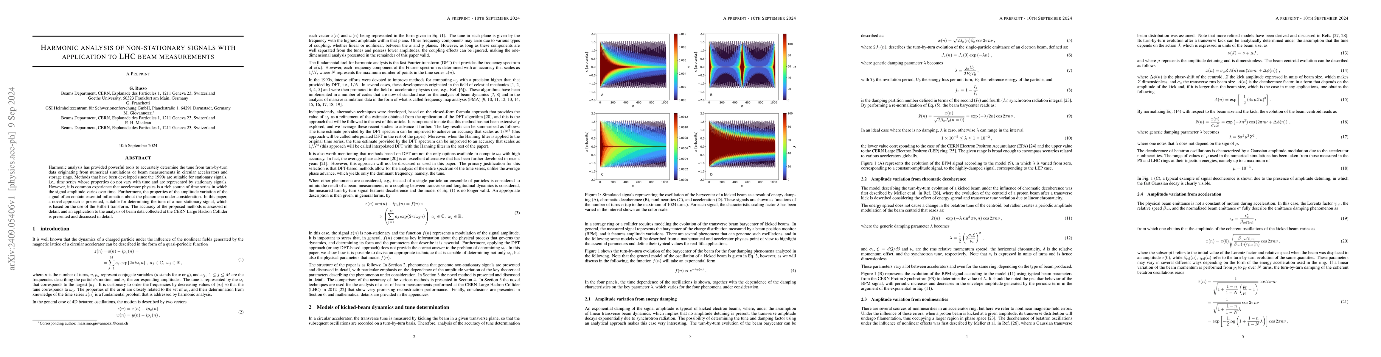 Thumbnail for Harmonic analysis of non-stationary signals with application to LHC beam
  measurements
