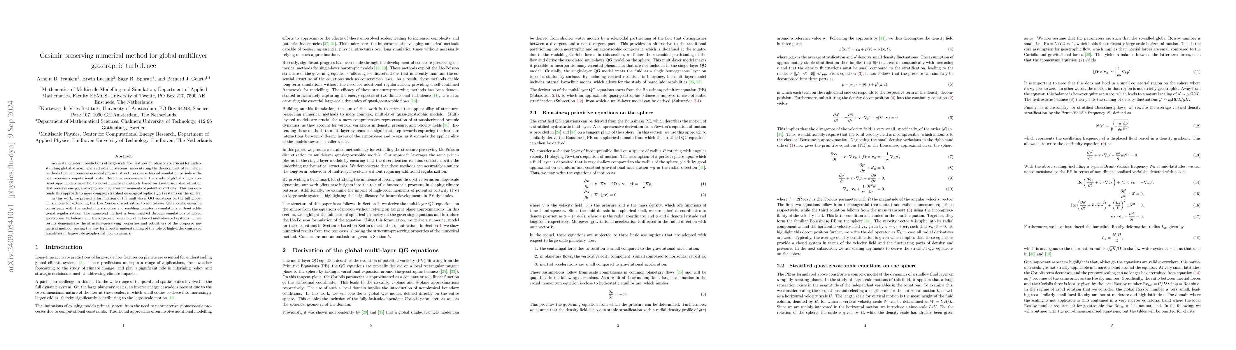 Thumbnail for Casimir preserving numerical method for global multilayer geostrophic
  turbulence