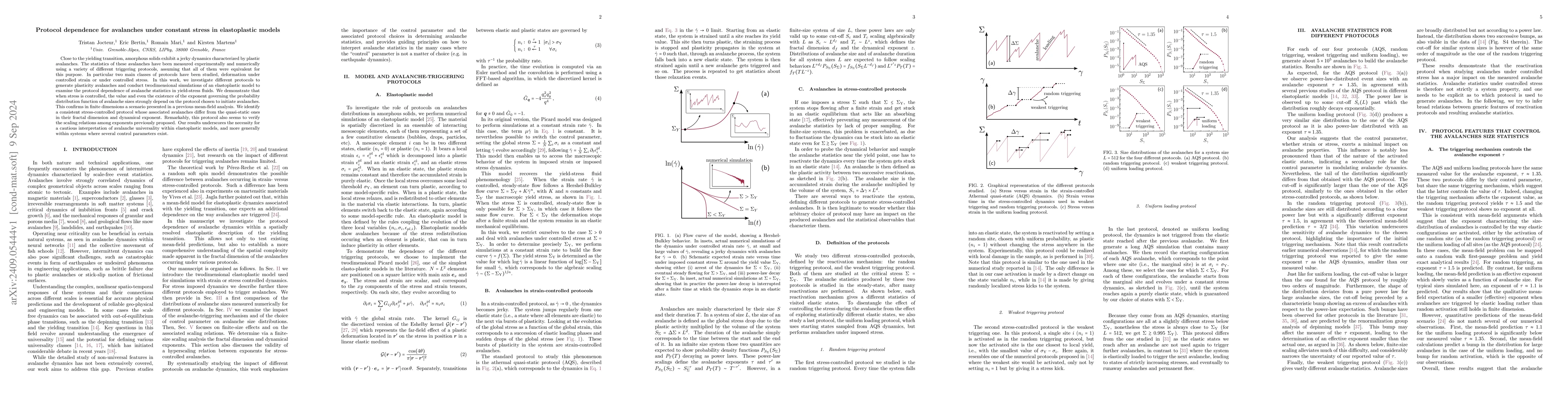 Thumbnail for Protocol dependence for avalanches under constant stress in
  elastoplastic models