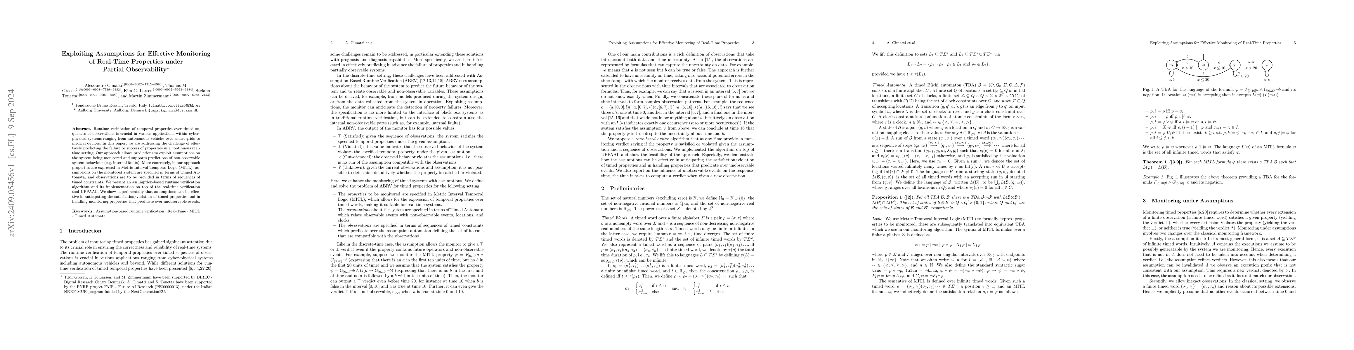 Thumbnail for Exploiting Assumptions for Effective Monitoring of Real-Time Properties
  under Partial Observability
