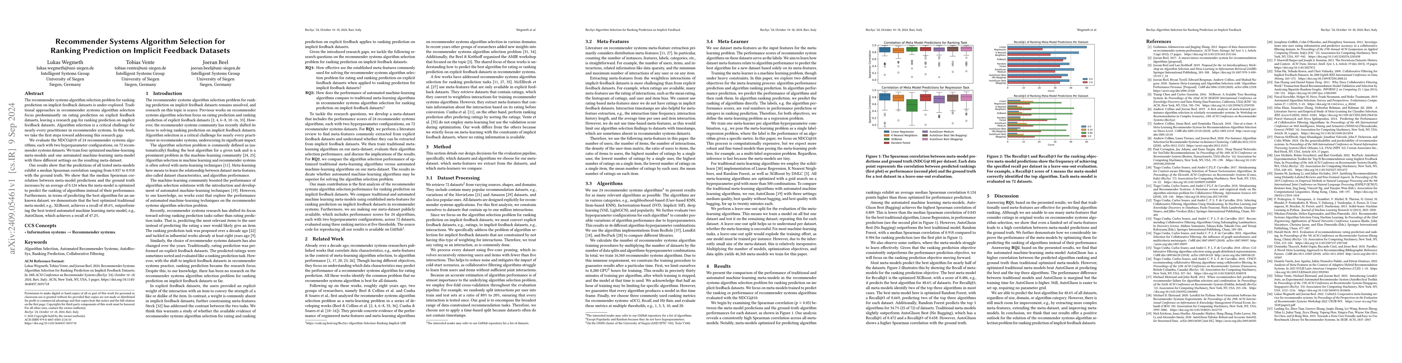 Thumbnail for Recommender Systems Algorithm Selection for Ranking Prediction on
  Implicit Feedback Datasets