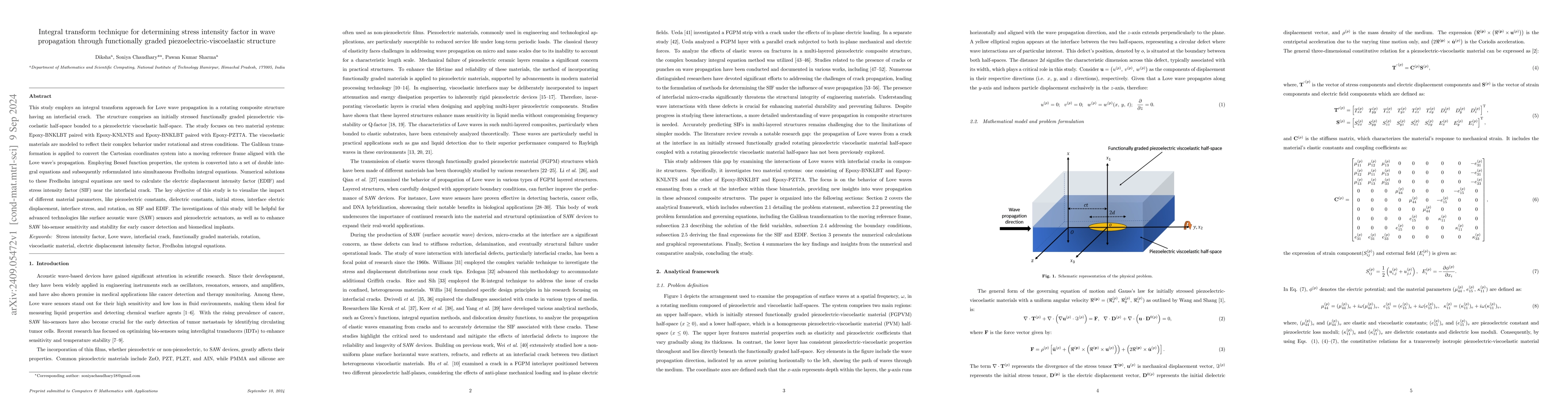 Thumbnail for Integral transform technique for determining stress intensity factor in
  wave propagation through functionally graded piezoelectric-viscoelastic
  structure