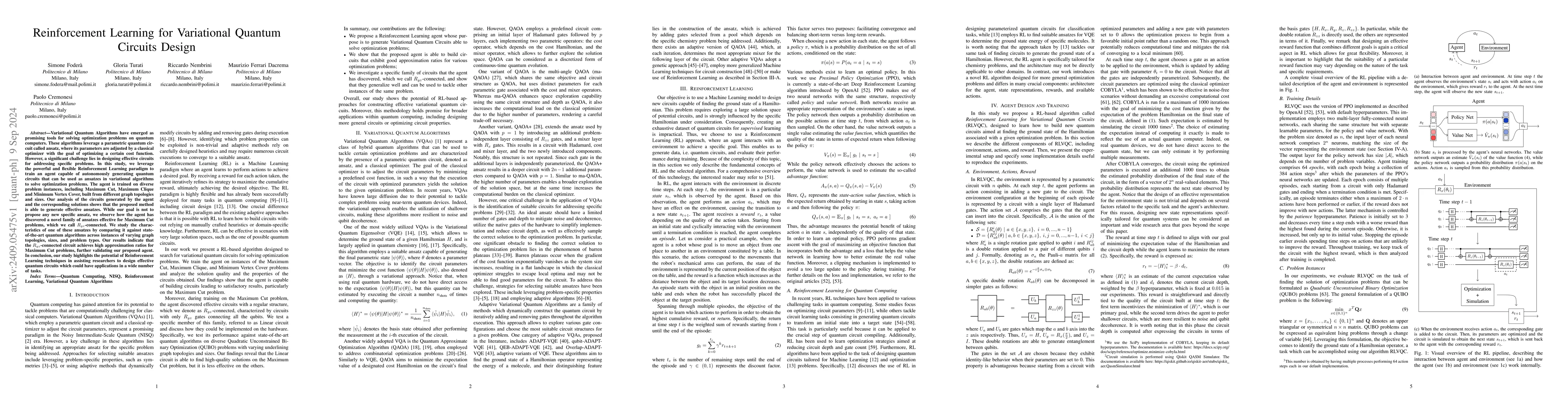 Thumbnail for Reinforcement Learning for Variational Quantum Circuits Design
