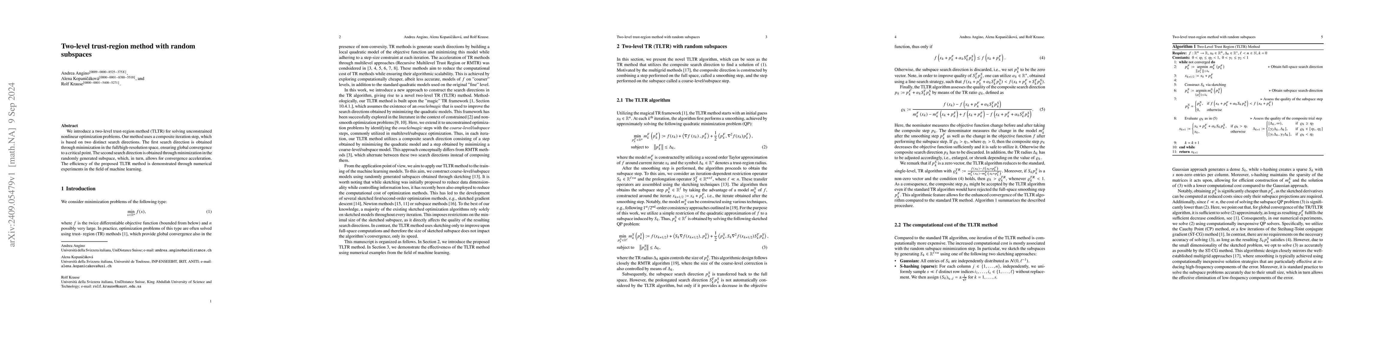 Thumbnail for Two-level trust-region method with random subspaces