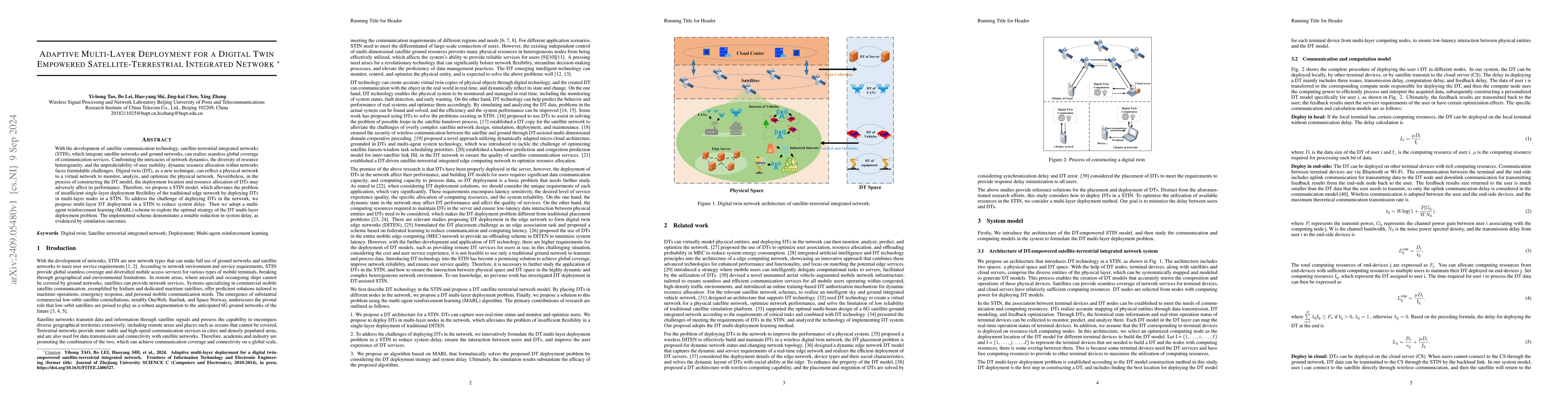 Thumbnail for Adaptive Multi-Layer Deployment for A Digital Twin Empowered
  Satellite-Terrestrial Integrated Network