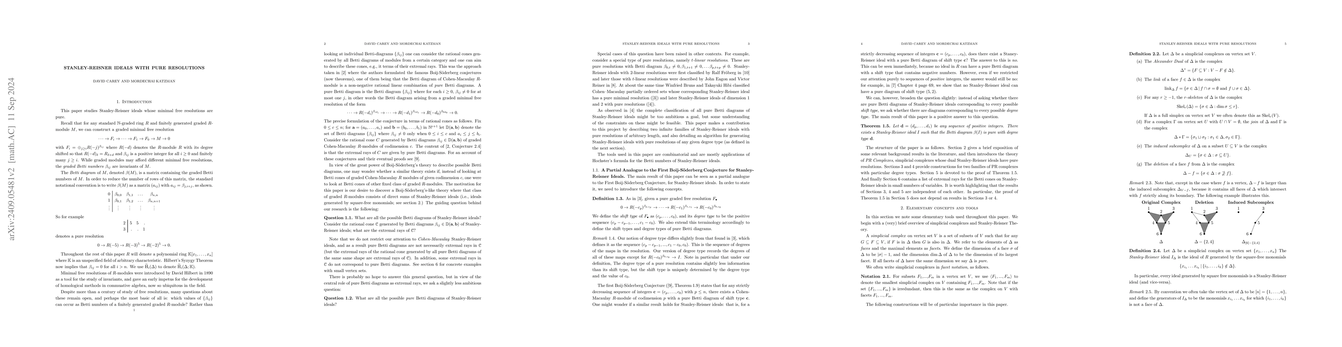 Thumbnail for Stanley-Reisner Ideals with Pure Resolutions