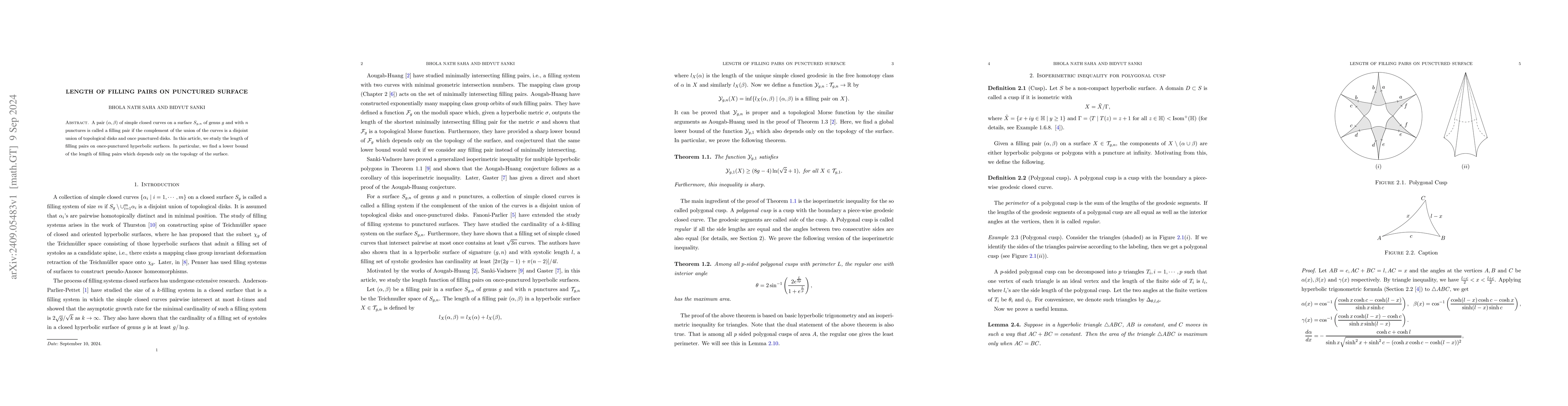 Thumbnail for Length of Filling Pairs on Punctured Surface