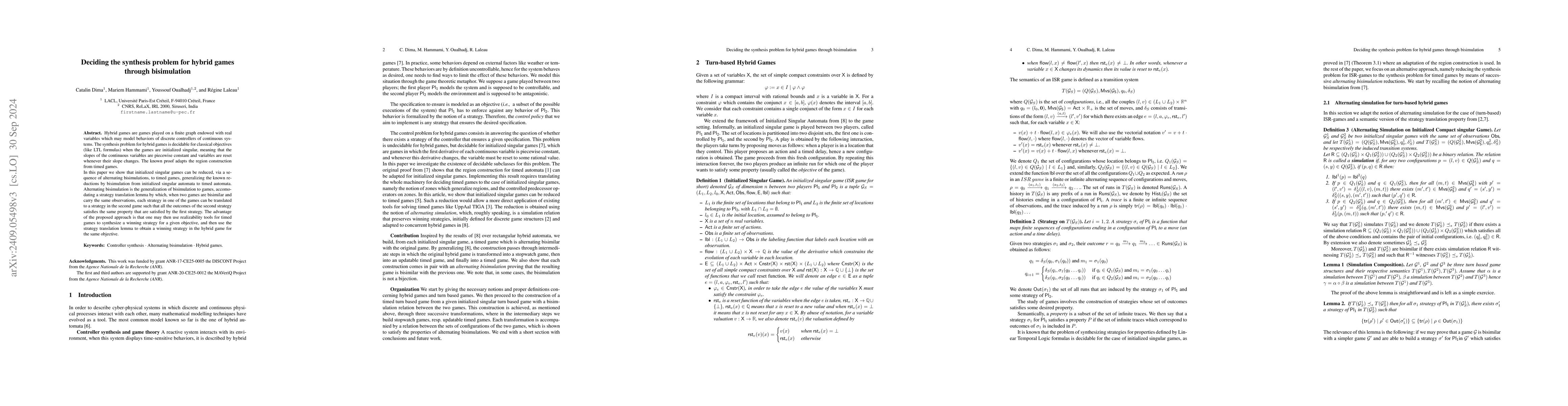 Thumbnail for Deciding the synthesis problem for hybrid games through bisimulation