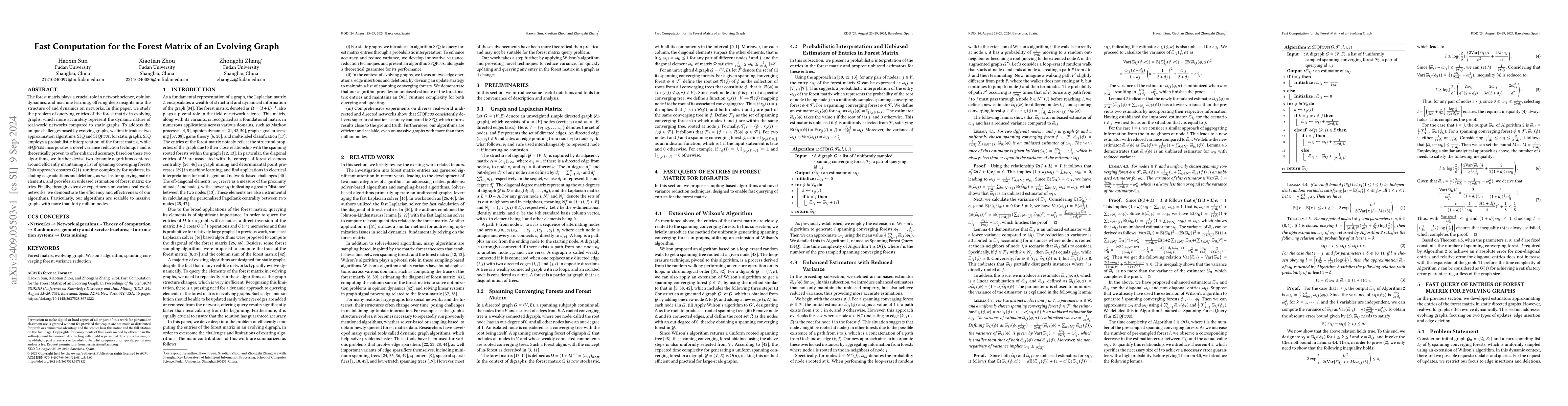 Thumbnail for Fast Computation for the Forest Matrix of an Evolving Graph