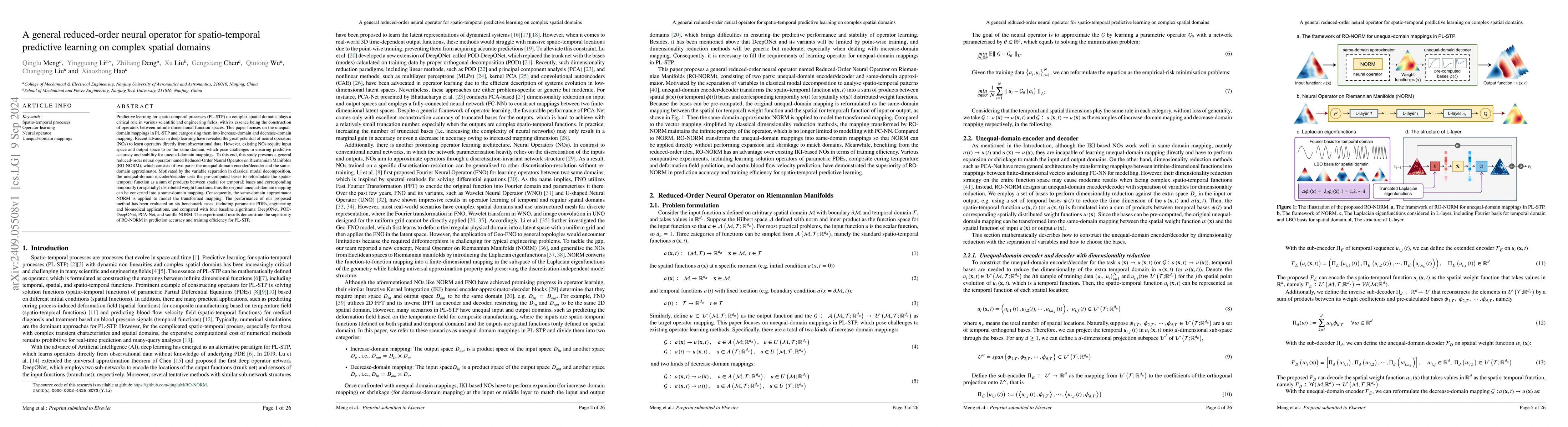 Thumbnail for A general reduced-order neural operator for spatio-temporal predictive
  learning on complex spatial domains