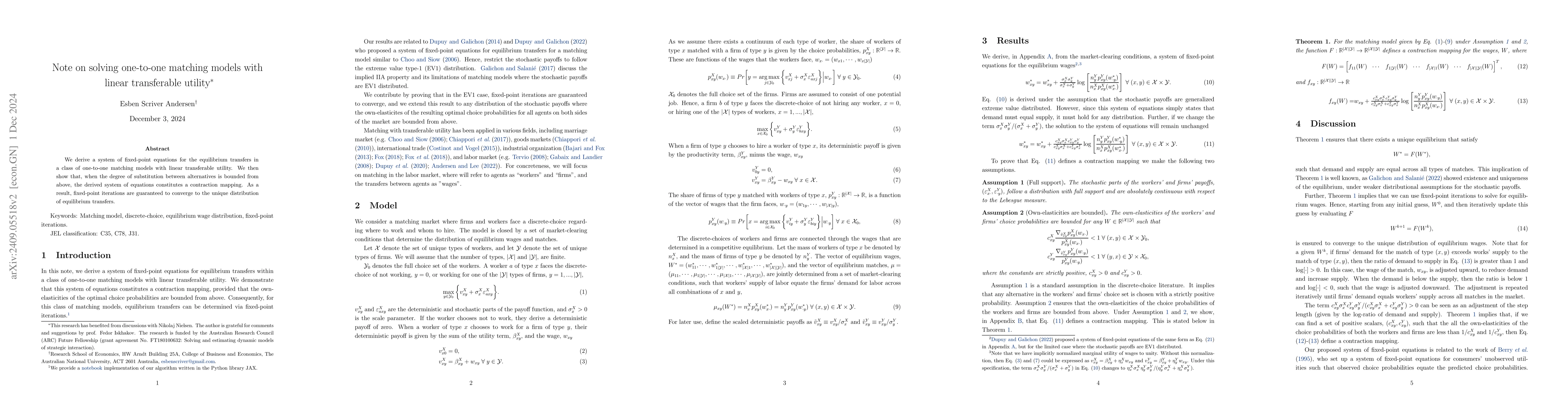Thumbnail for Note on solving one-to-one matching models with linear transferable
  utility