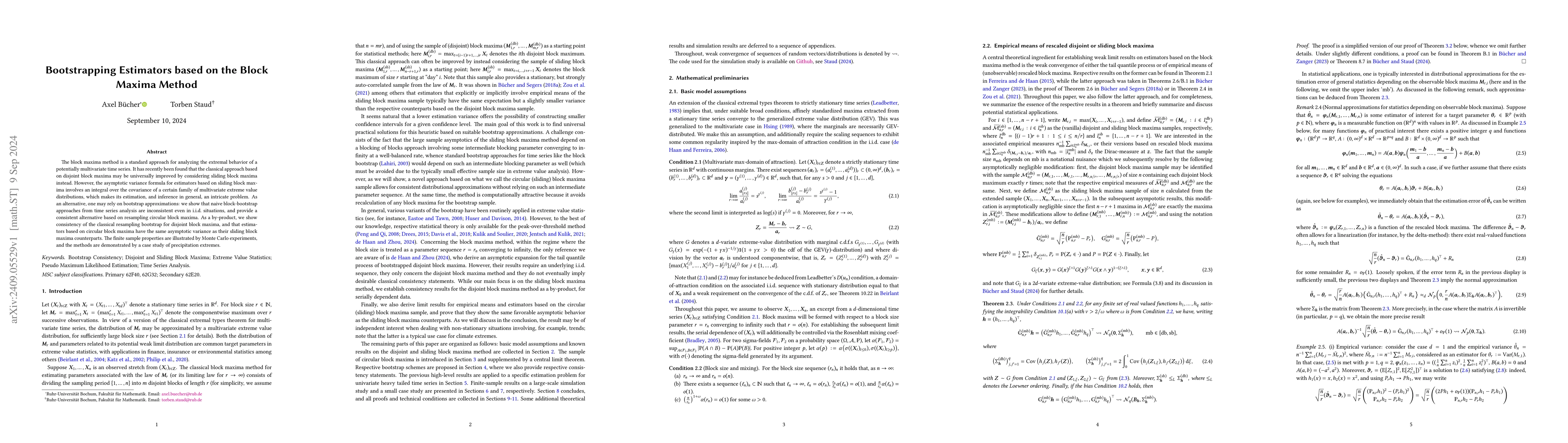 Thumbnail for Bootstrapping Estimators based on the Block Maxima Method