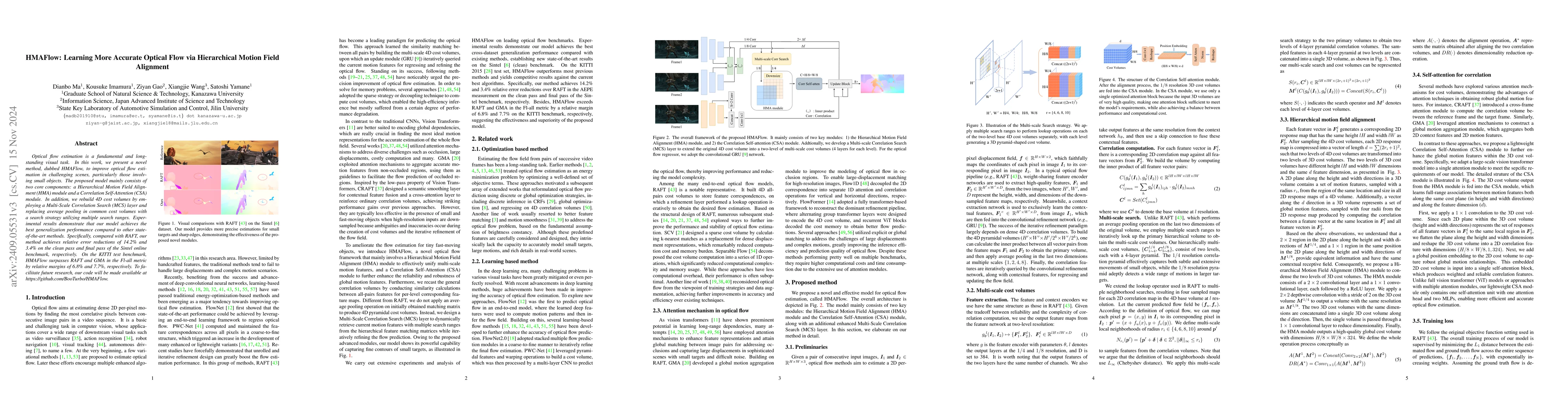 Thumbnail for HMAFlow: Learning More Accurate Optical Flow via Hierarchical Motion
  Field Alignment
