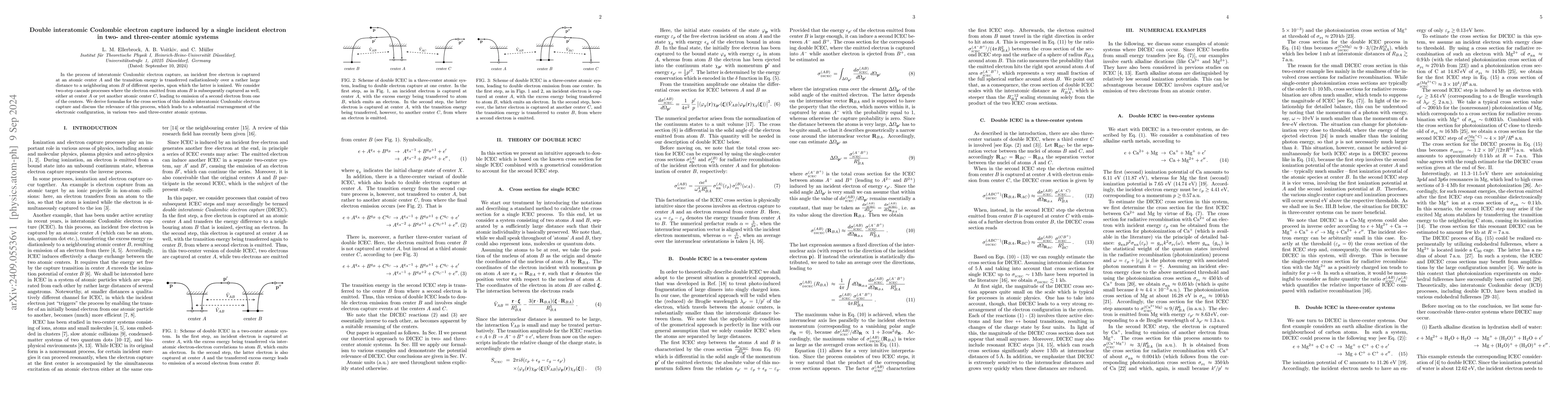 Thumbnail for Double interatomic Coulombic electron capture induced by a single
  incident electron in two- and three-center atomic systems