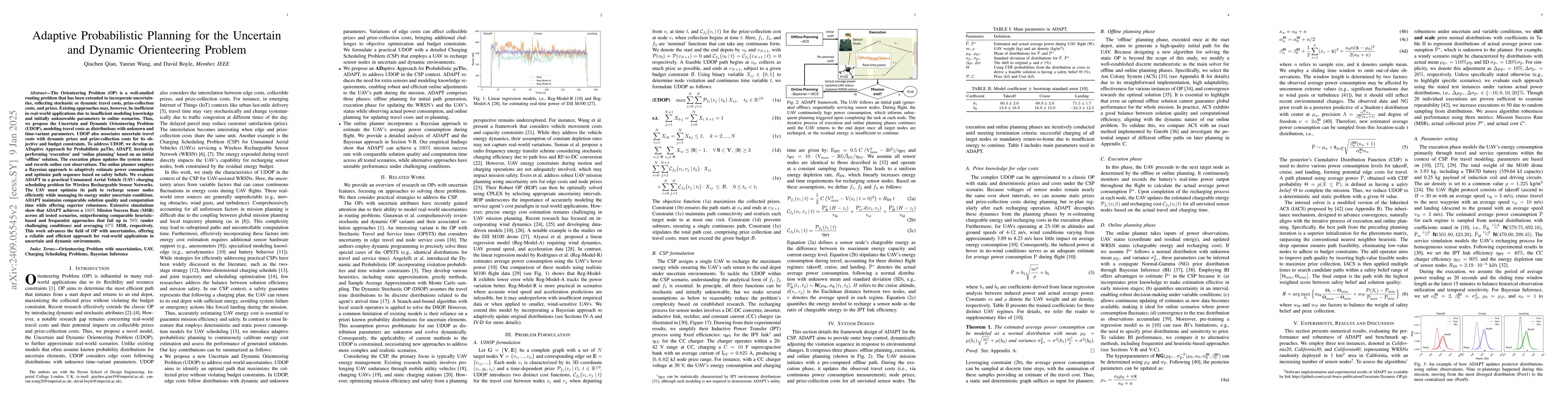 Thumbnail for Adaptive Probabilistic Planning for the Uncertain and Dynamic
  Orienteering Problem