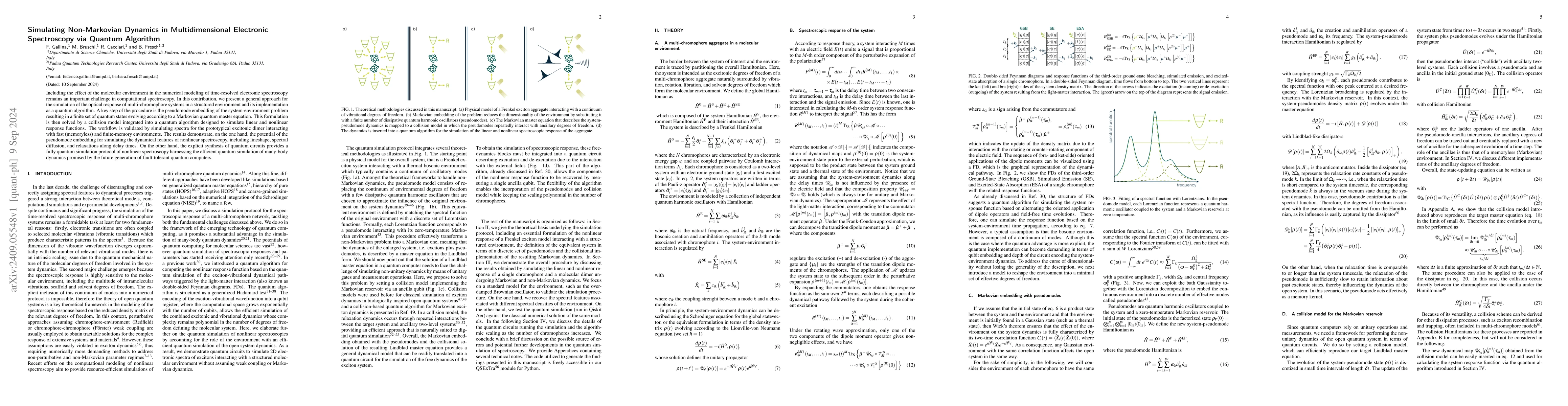 Thumbnail for Simulating Non-Markovian Dynamics in Multidimensional Electronic
  Spectroscopy via Quantum Algorithm