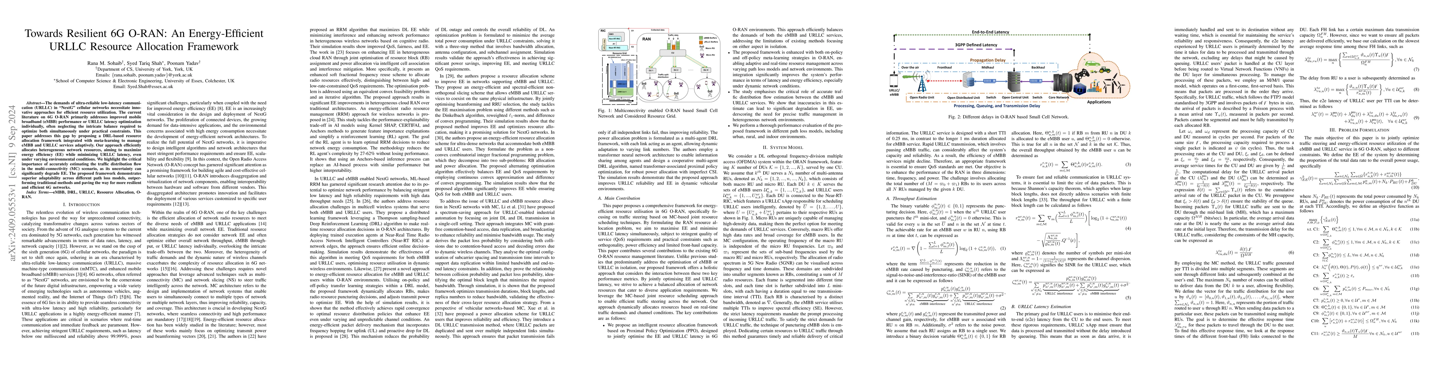 Thumbnail for Towards Resilient 6G O-RAN: An Energy-Efficient URLLC Resource
  Allocation Framework