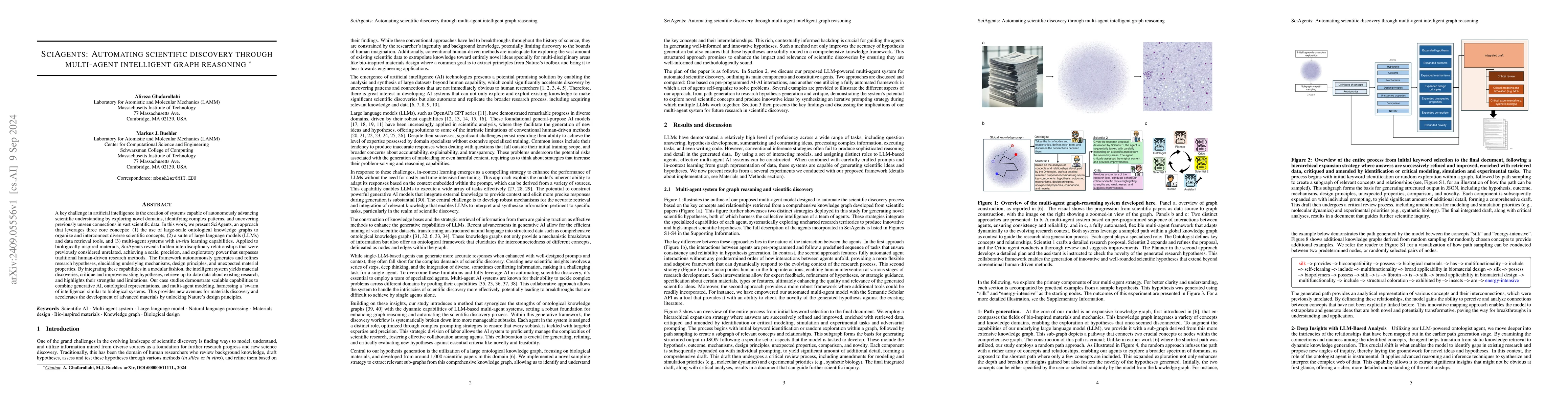 Thumbnail for SciAgents: Automating scientific discovery through multi-agent
  intelligent graph reasoning