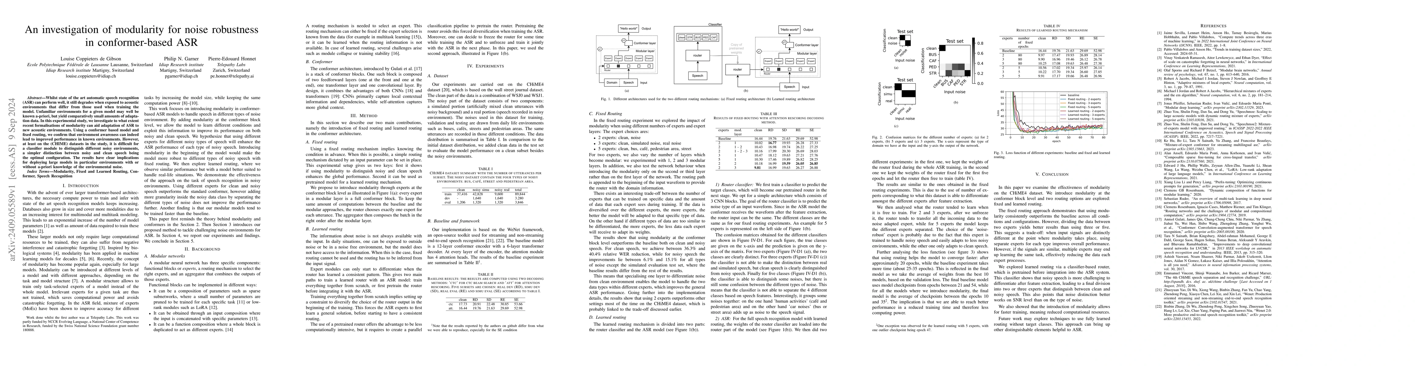 Thumbnail for An investigation of modularity for noise robustness in conformer-based
  ASR