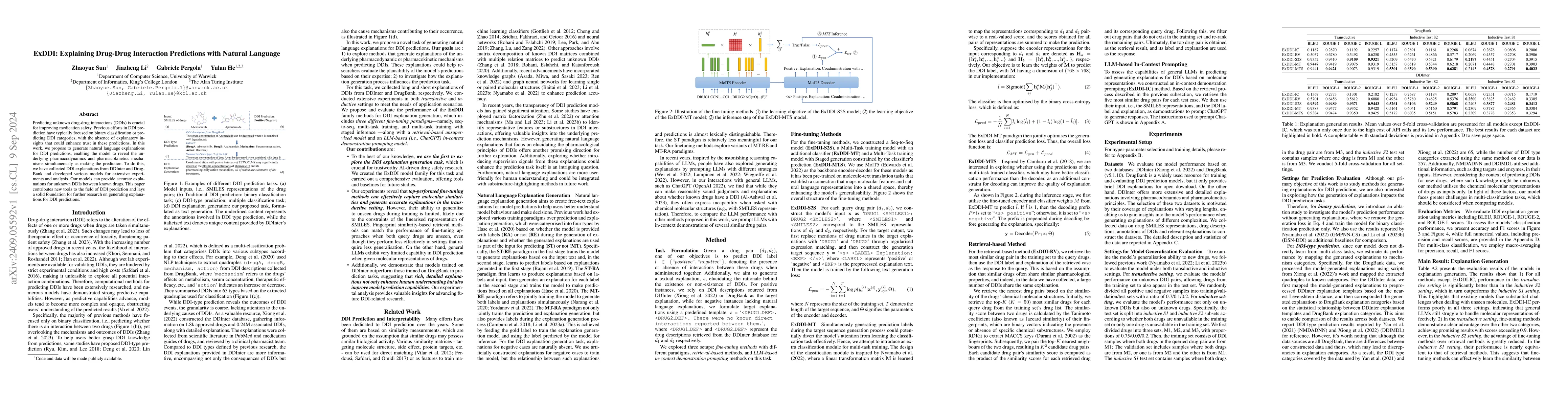 Thumbnail for ExDDI: Explaining Drug-Drug Interaction Predictions with Natural
  Language