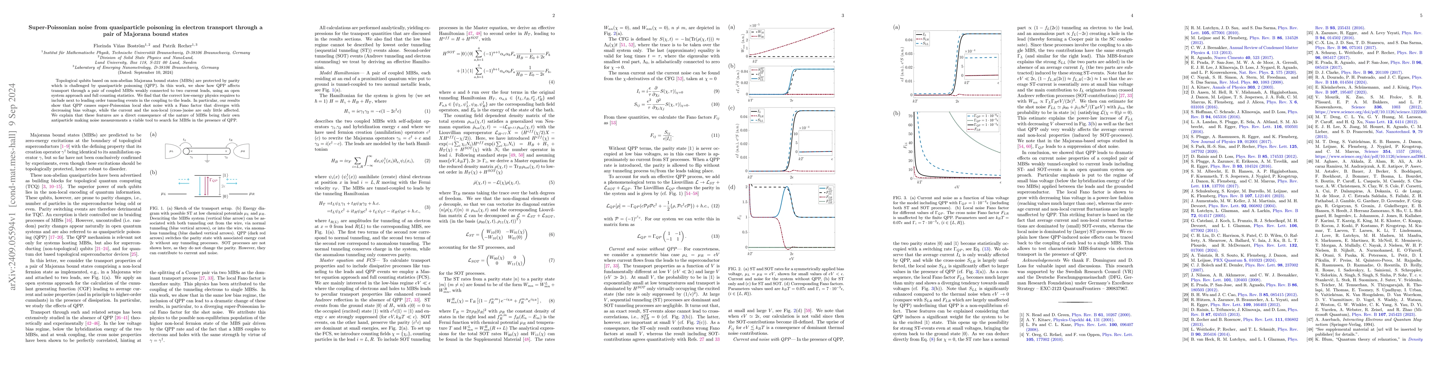 Thumbnail for Super-Poissonian noise from quasiparticle poisoning in electron
  transport through a pair of Majorana bound states