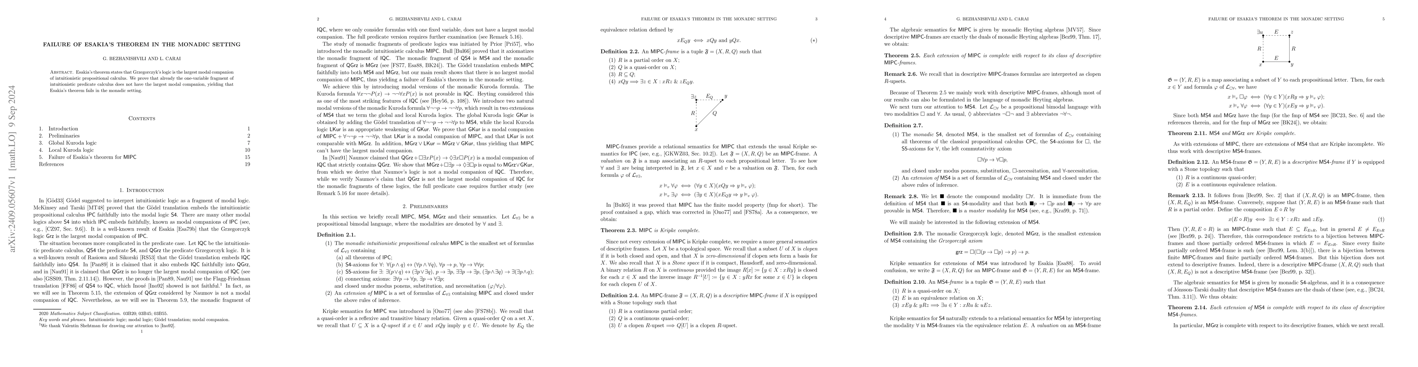 Thumbnail for Failure of Esakia's theorem in the monadic setting