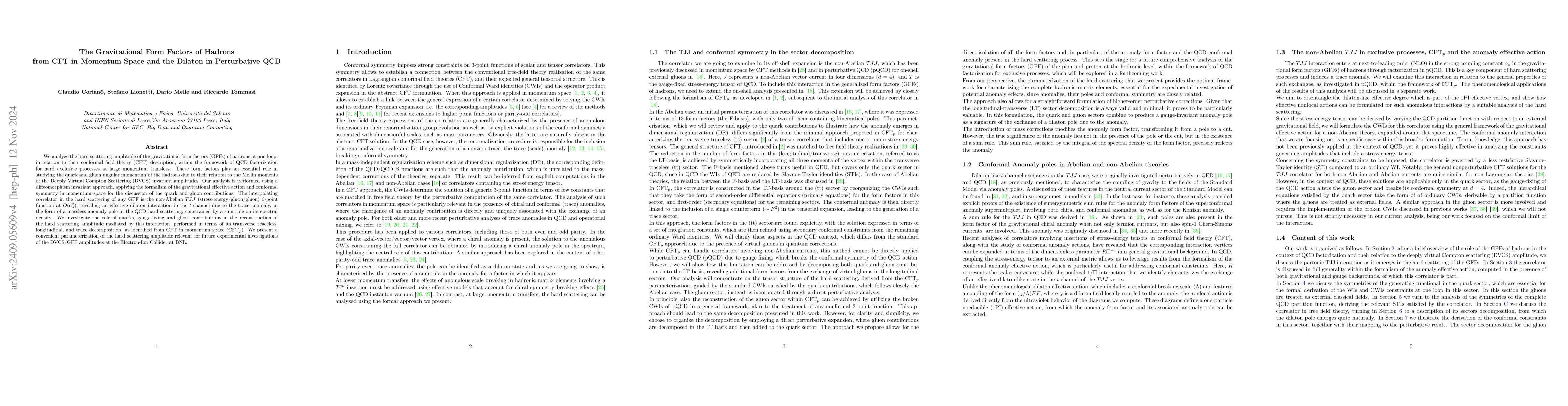 Thumbnail for The Gravitational Form Factors of Hadrons from CFT in Momentum Space and
  the Dilaton in Perturbative QCD