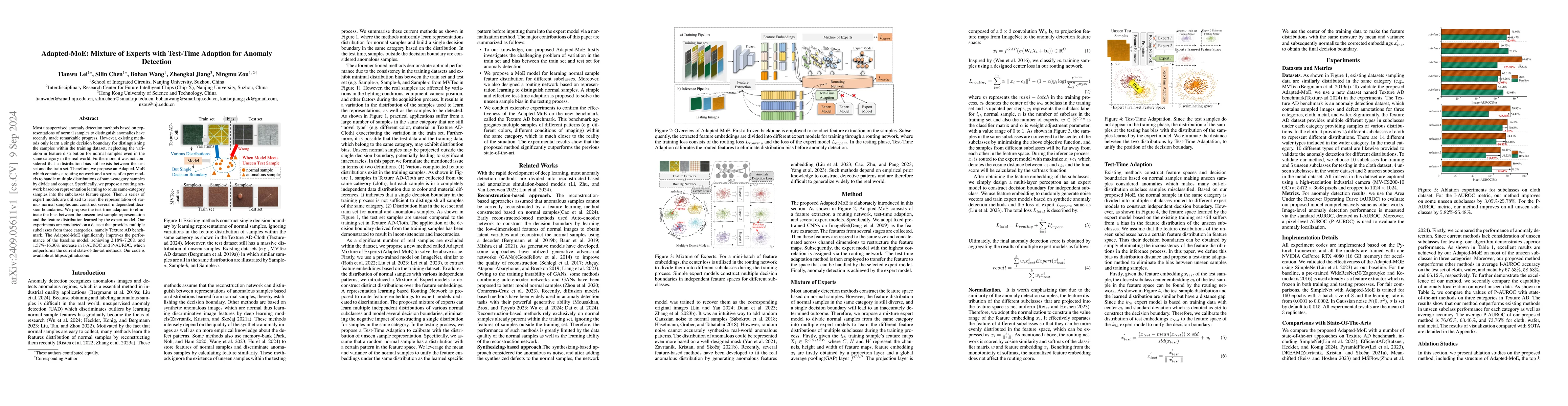 Thumbnail for Adapted-MoE: Mixture of Experts with Test-Time Adaption for Anomaly
  Detection