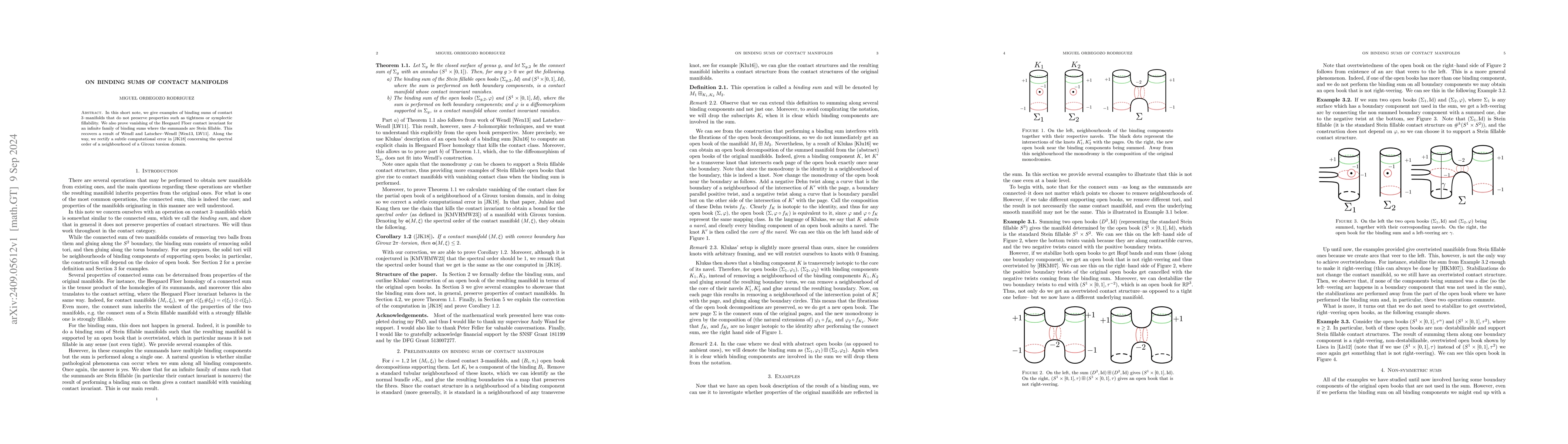 Thumbnail for On binding sums of contact manifolds