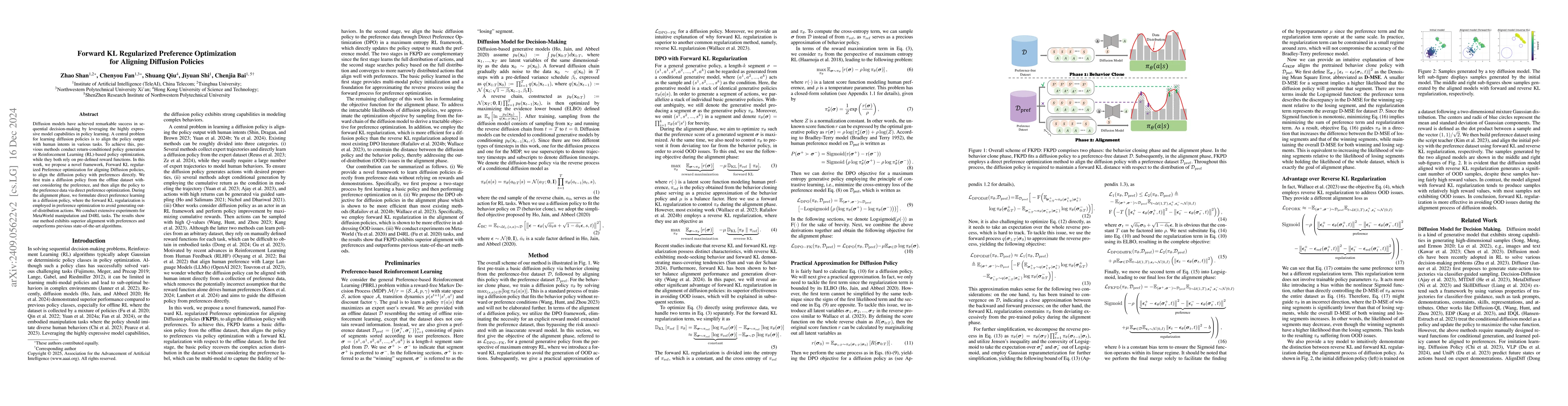Thumbnail for Forward KL Regularized Preference Optimization for Aligning Diffusion
  Policies