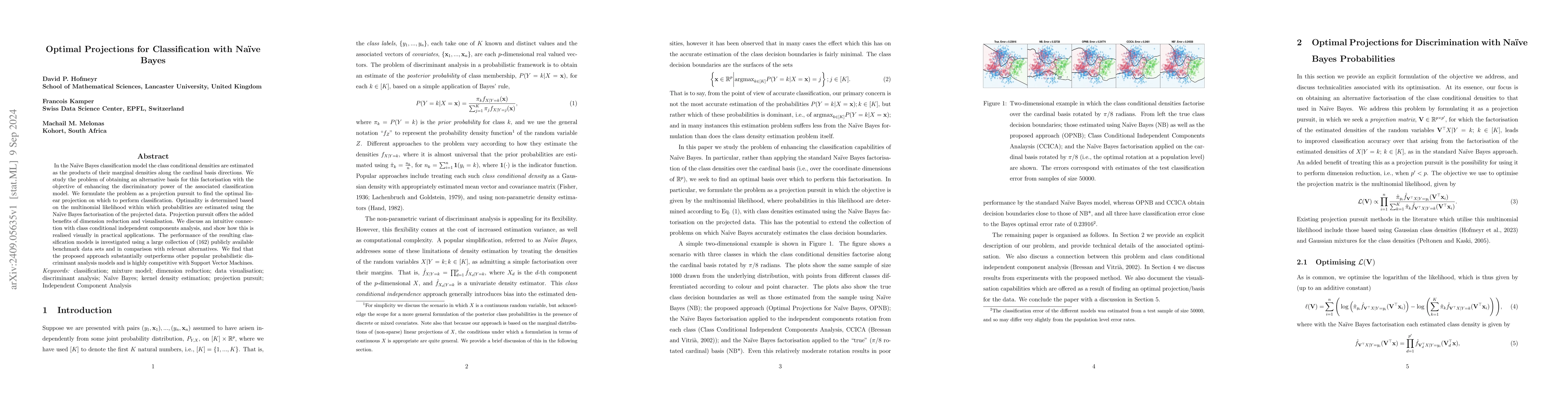 Thumbnail for Optimal Projections for Classification with Naive Bayes