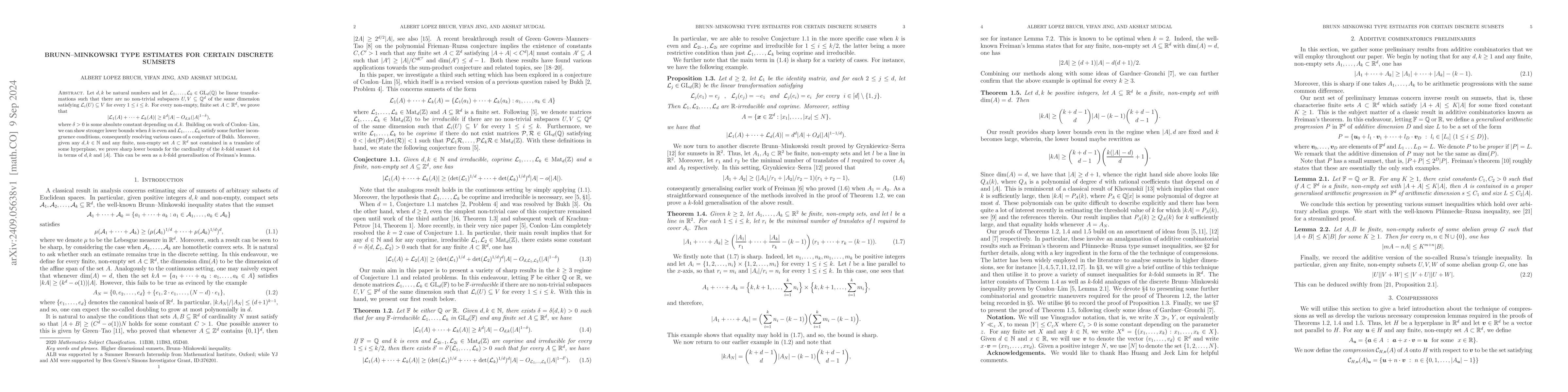 Thumbnail for Brunn-Minkowski type estimates for certain discrete sumsets