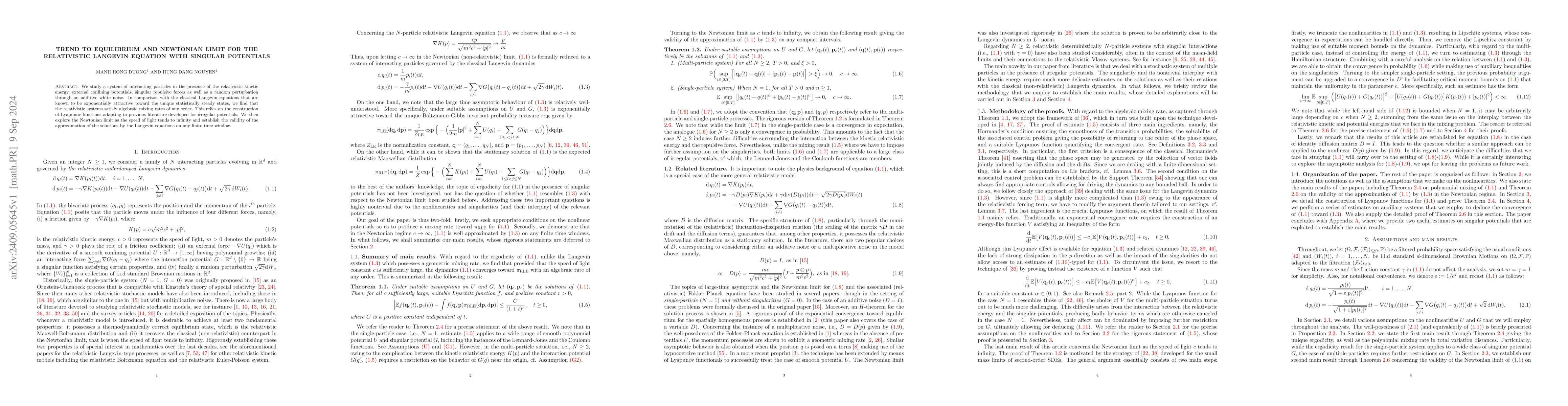 Thumbnail for Trend to equilibrium and Newtonian limit for the relativistic Langevin
  equation with singular potentials