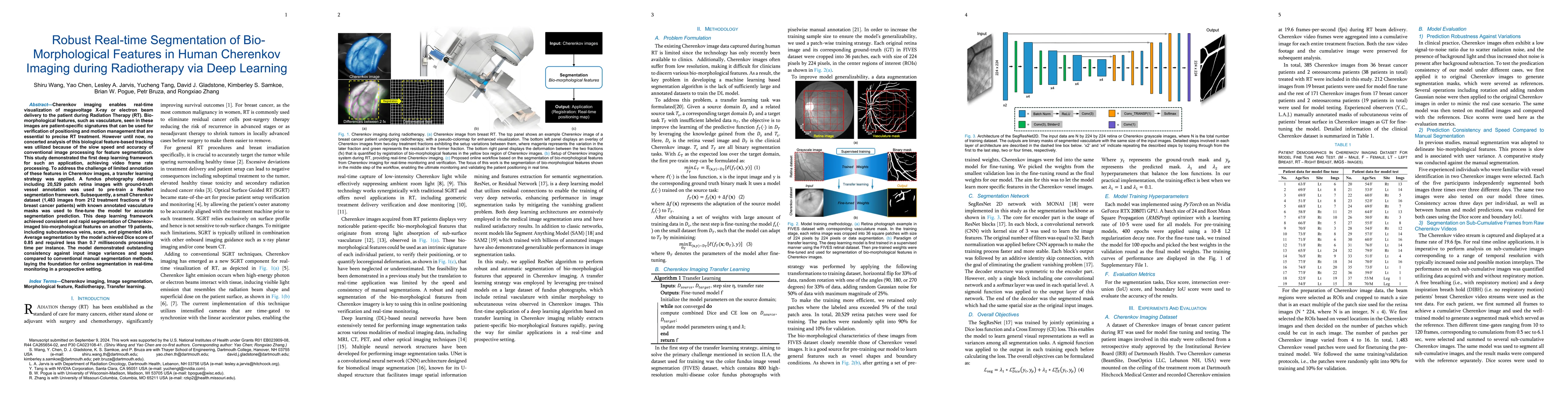 Thumbnail for Robust Real-time Segmentation of Bio-Morphological Features in Human
  Cherenkov Imaging during Radiotherapy via Deep Learning