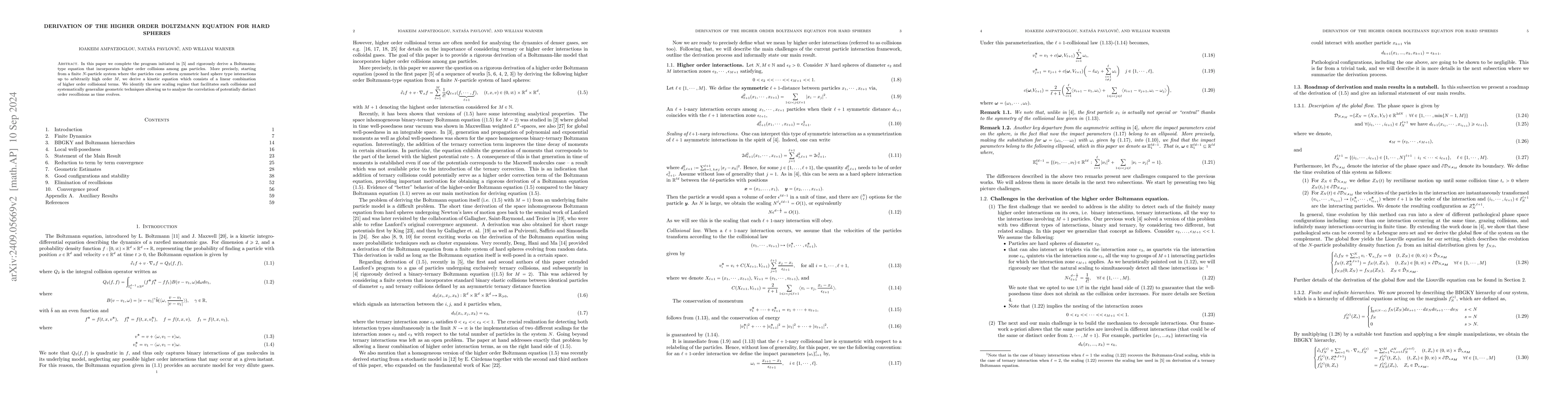 Thumbnail for Derivation of the Higher Order Boltzmann Equation for Hard Spheres