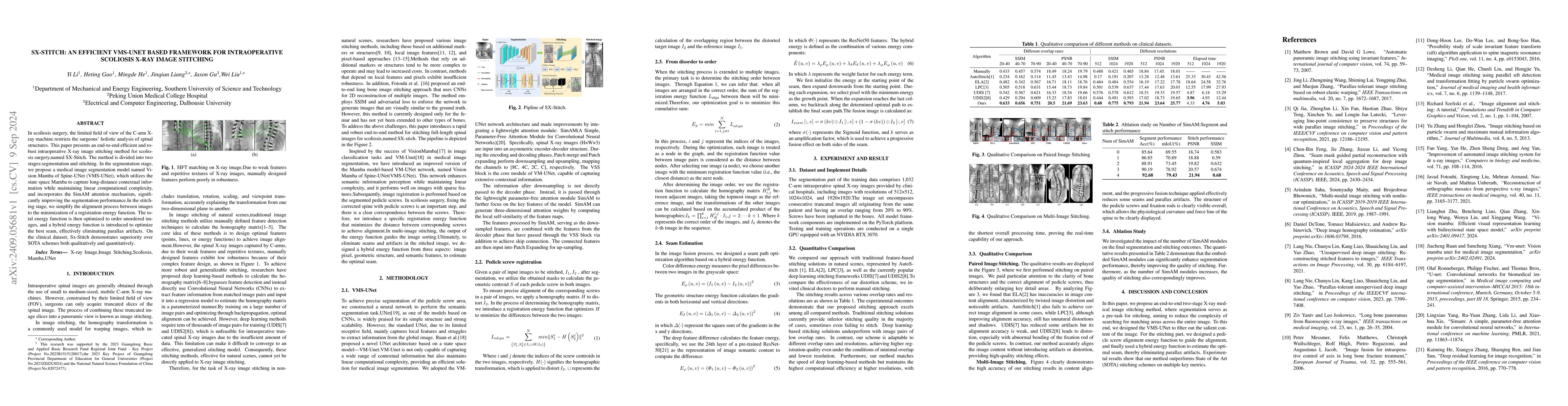 Thumbnail for SX-Stitch: An Efficient VMS-UNet Based Framework for Intraoperative
  Scoliosis X-Ray Image Stitching