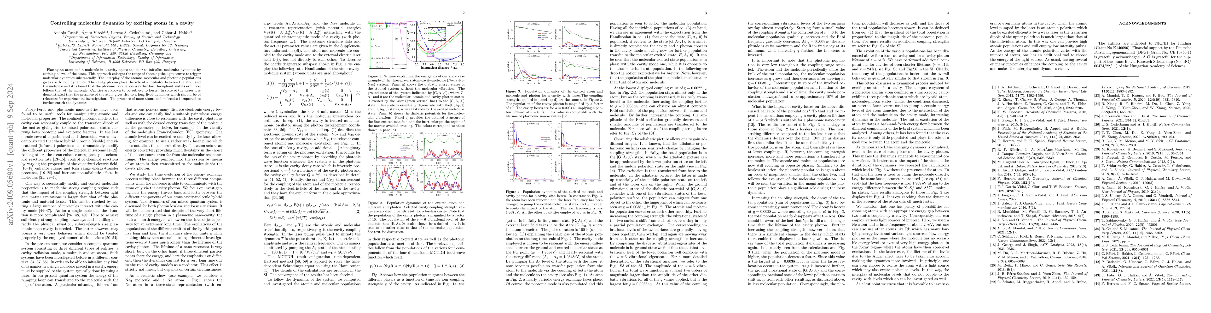 Thumbnail for Controlling molecular dynamics by exciting atoms in a cavity