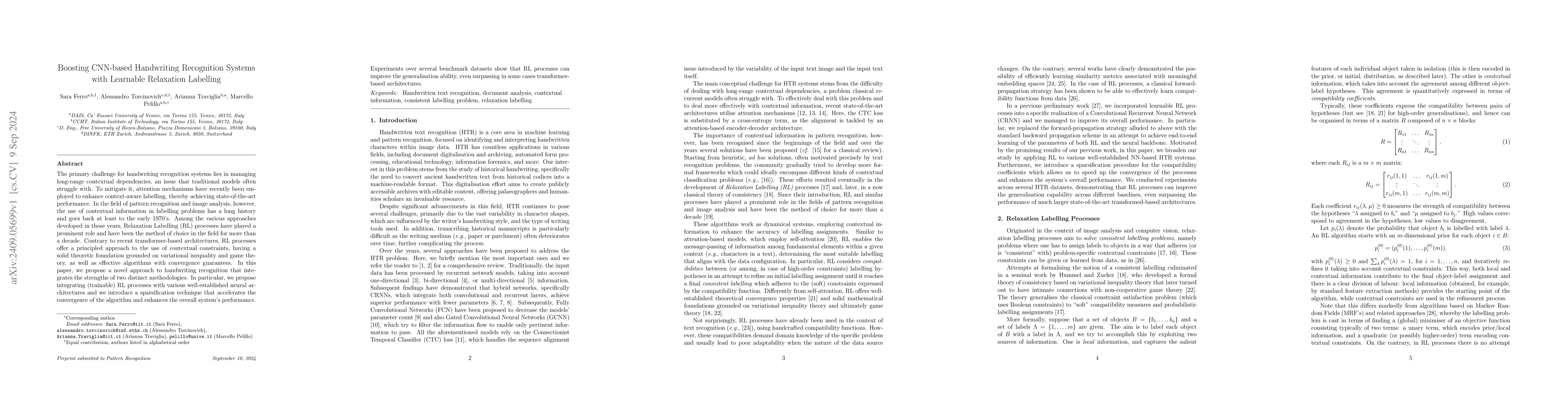 Thumbnail for Boosting CNN-based Handwriting Recognition Systems with Learnable
  Relaxation Labeling