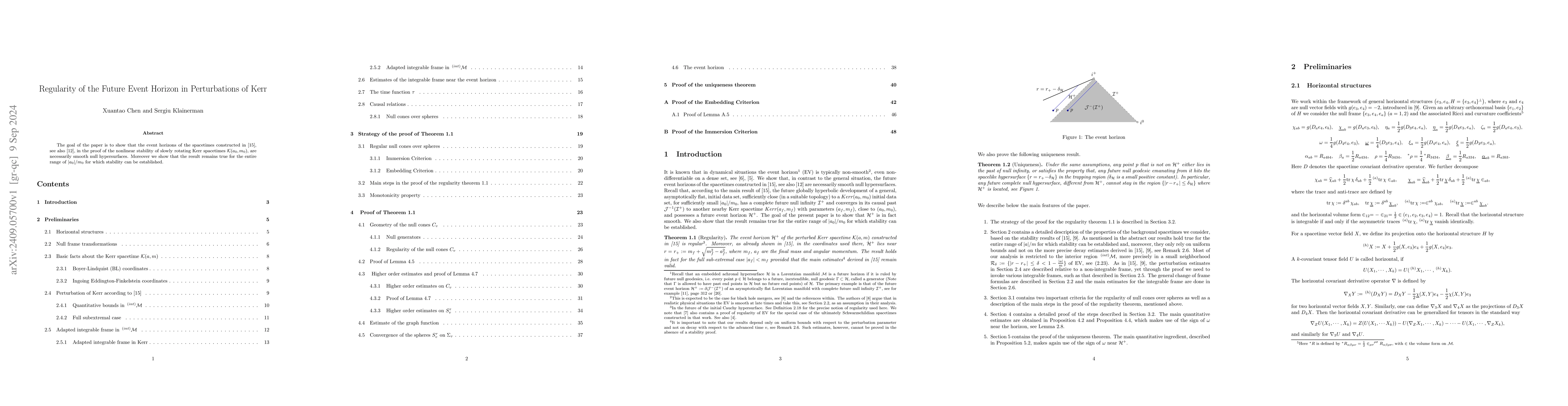 Thumbnail for Regularity of the Future Event Horizon in Perturbations of Kerr