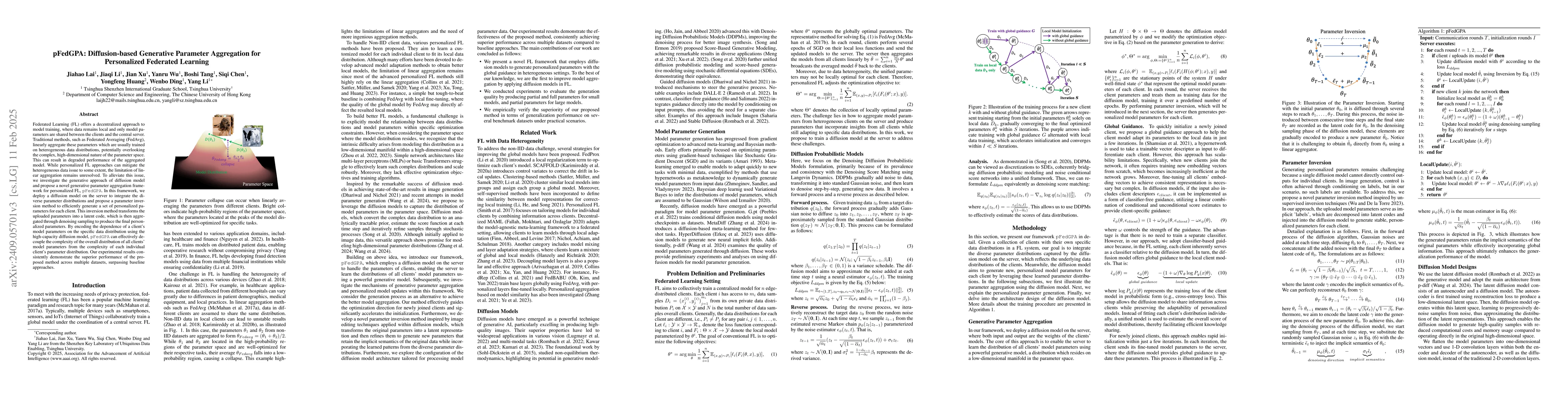 Thumbnail for pFedGPA: Diffusion-based Generative Parameter Aggregation for
  Personalized Federated Learning