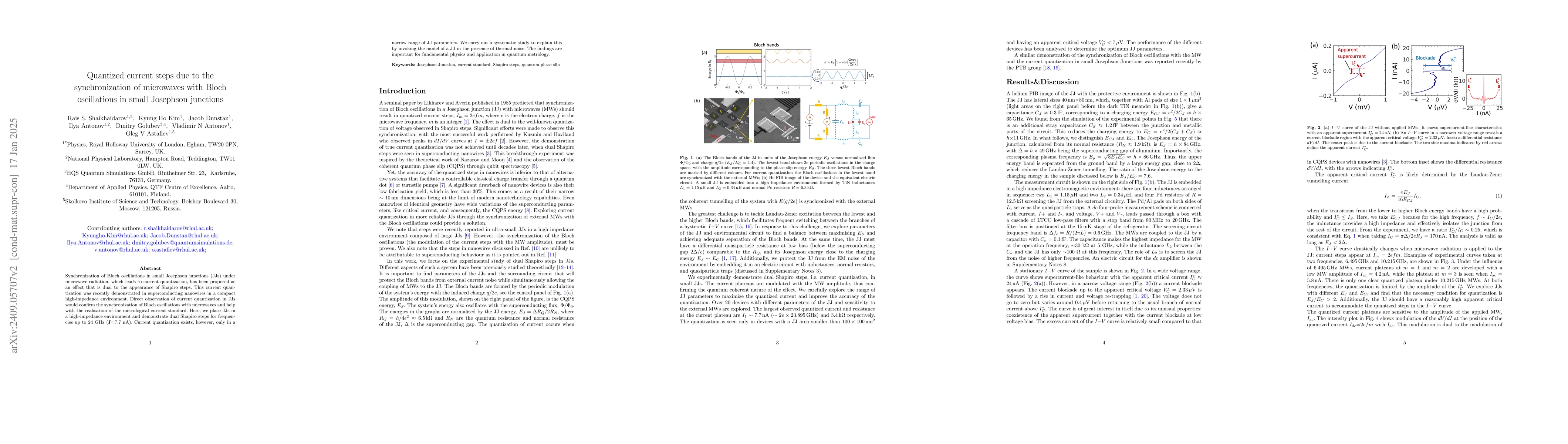 Thumbnail for Quantized current steps due to the synchronization of microwaves with
  Bloch oscillations in small Josephson junctions
