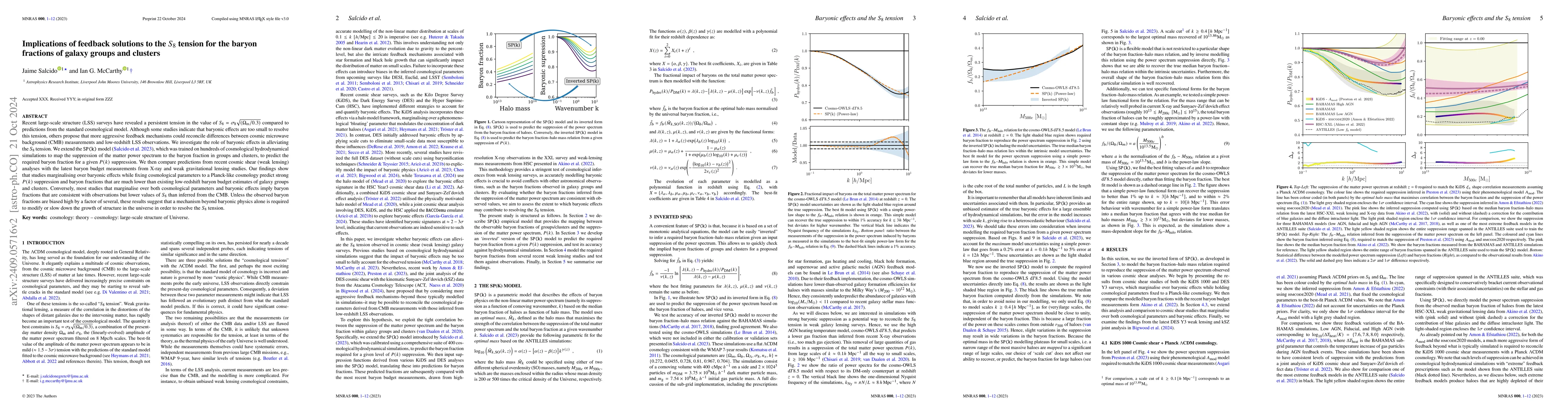 Thumbnail for Implications of feedback solutions to the $S_8$ tension for the baryon
  fractions of galaxy groups and clusters