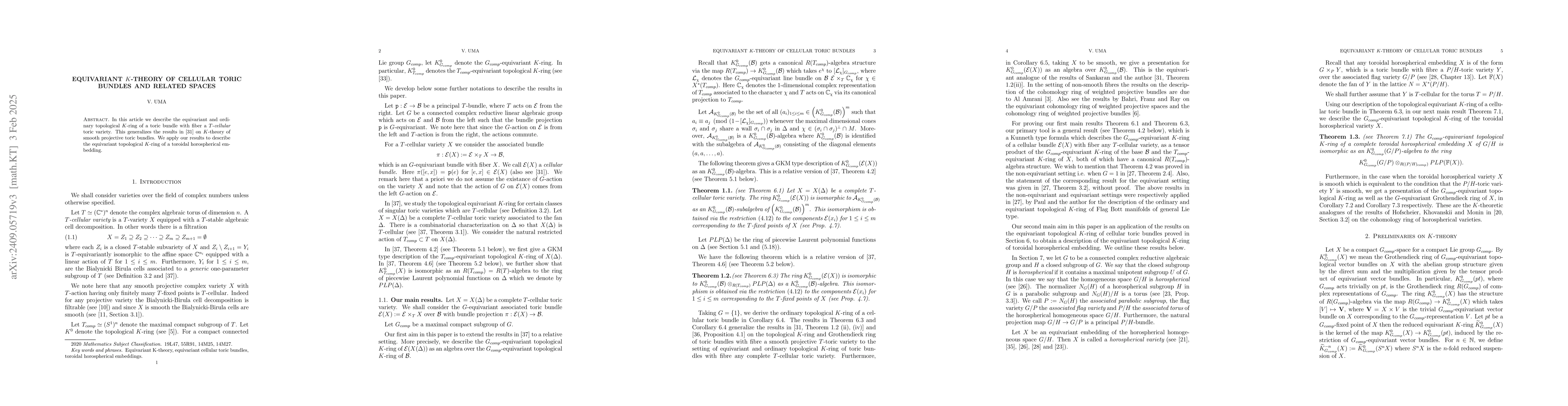 Thumbnail for Equivariant $K$-theory of cellular toric bundles and related spaces