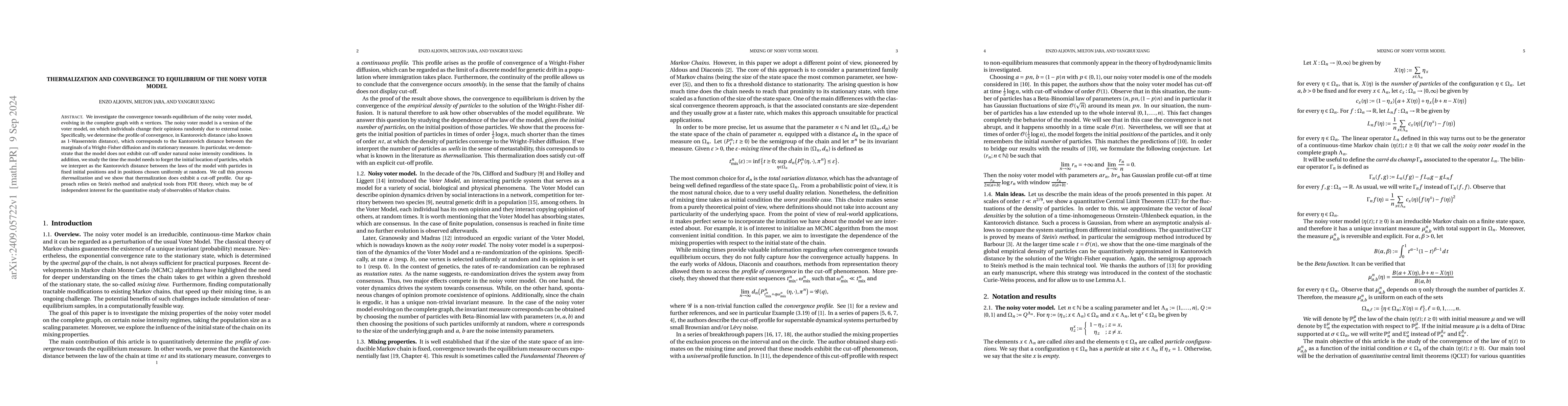 Thumbnail for Thermalization And Convergence To Equilibrium Of The Noisy Voter Model