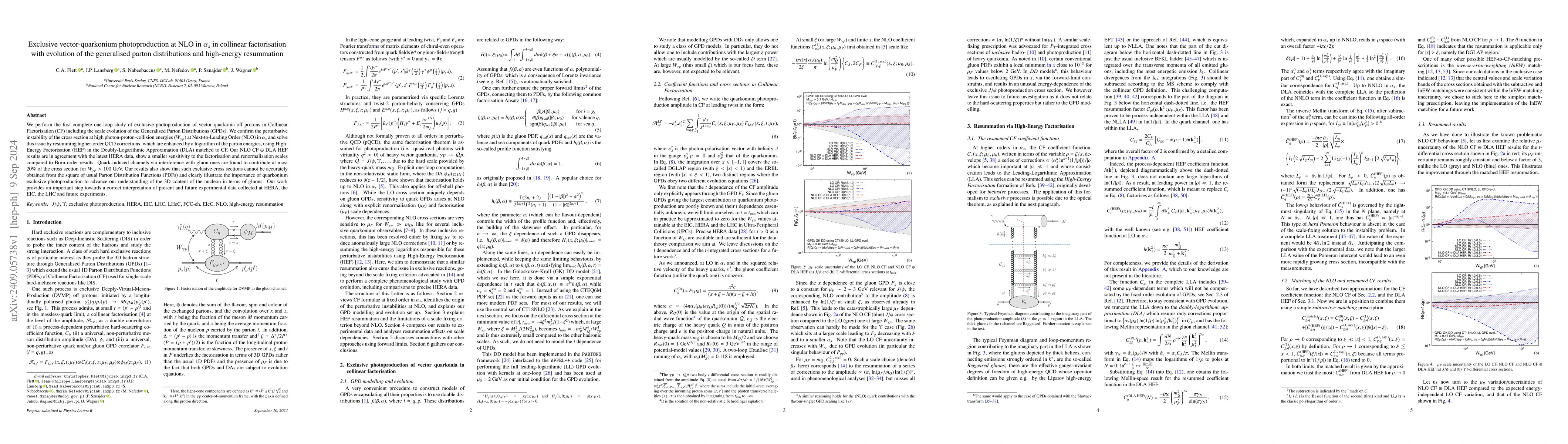 Thumbnail for Exclusive vector-quarkonium photoproduction at NLO in alpha_s in
  collinear factorisation with evolution of the generalised parton
  distributions and high-energy resummation