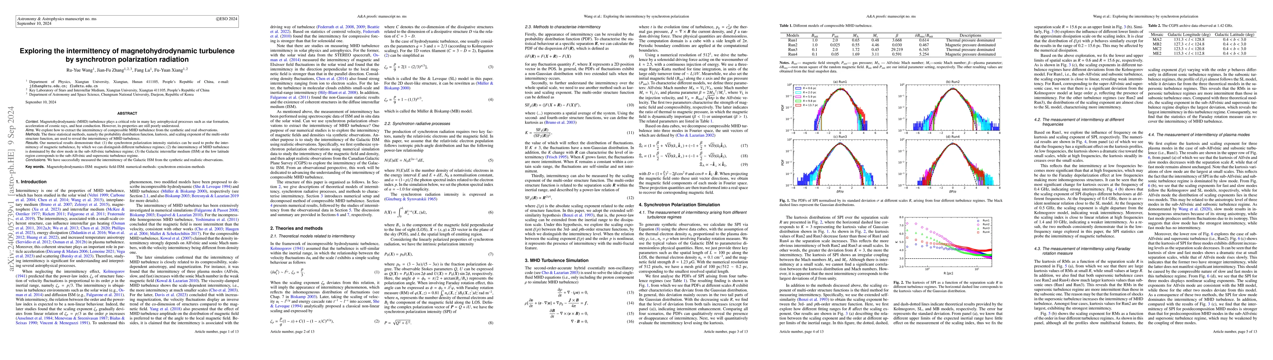 Thumbnail for Exploring the intermittency of magnetohydrodynamic turbulence by
  synchrotron polarization radiation